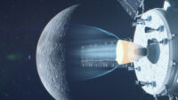 Illustration: Orion engine firing during lunar flyby