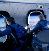 Blue Origin spacefliers in suborbital New Shepard capsule